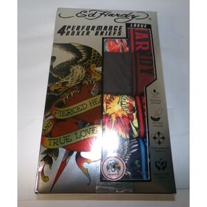 NIP MENS ED HARDY BOXER BRIEF UNDERWEAR~LRG 36-38-4 PAIRS~